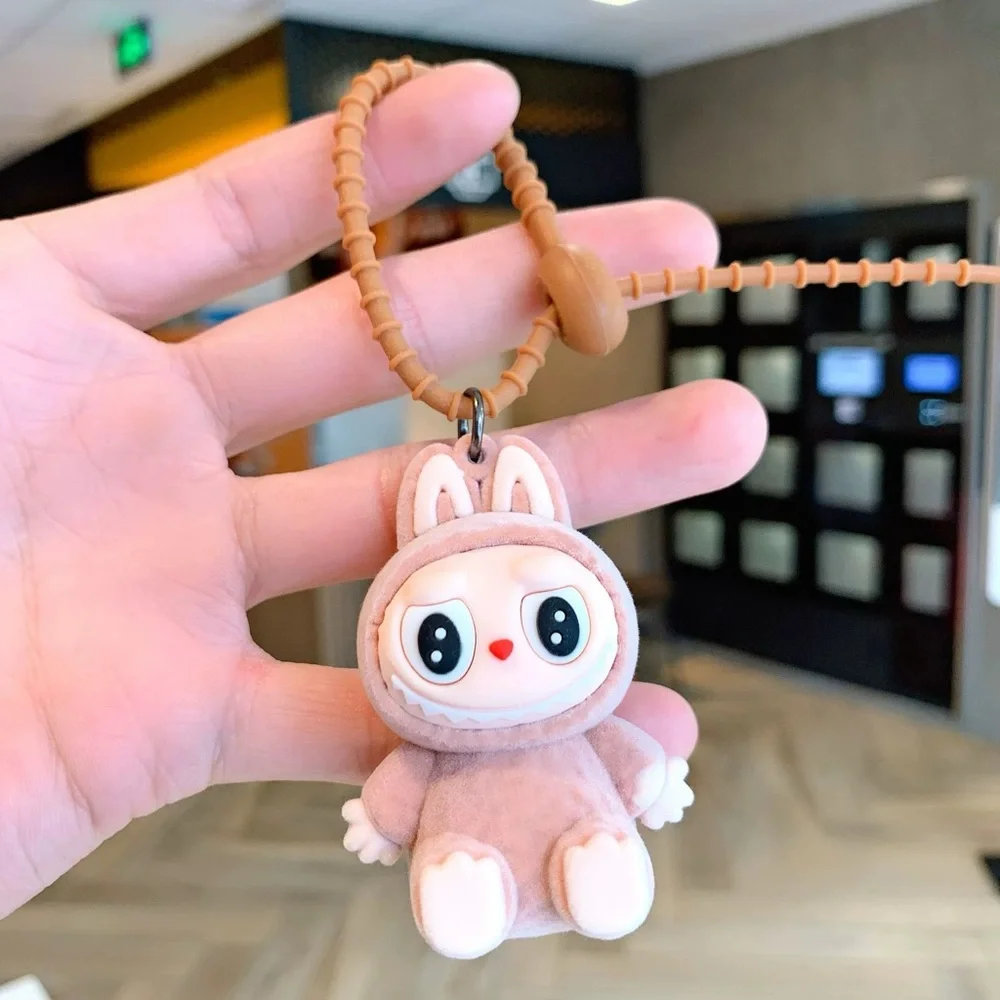 Large Fuzzy Cute Labubu Lafufu Bunny Keychain. Charm for Backpack, Bags, Gift